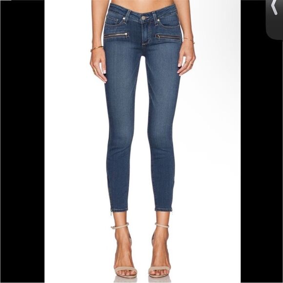 PAIGE Jane Zip Crop Jeans Jace No Whiskers, Zipper Hems, Stretchy Denim Size 26 - Picture 1 of 9